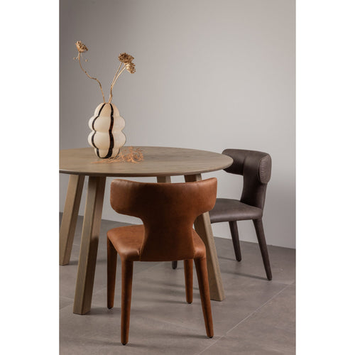 WOOOD eetkamerstoelen Permit - Leerlook - Zwart/Grijs - Set van 6