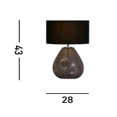 Searchlight Devon 1-lichts tafellamp, zwart geperforeerd glas met zwart linnen