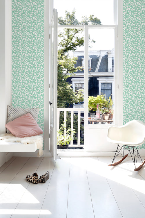 ESTAhome behang koraal mintgroen en wit - 50 x 900 cm - 131012 - vtwonen shop