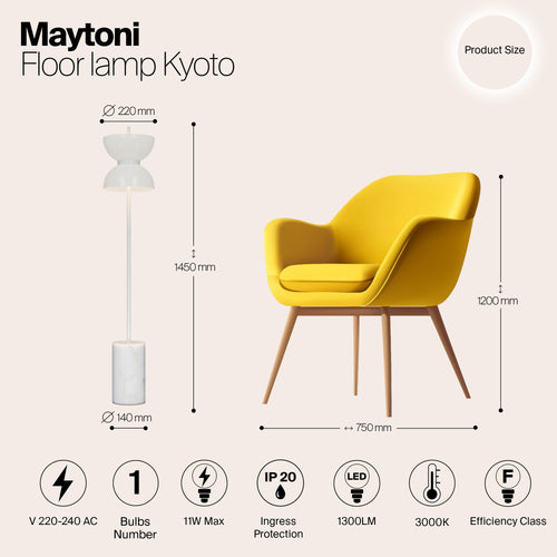 Maytoni - Vloerlamp Kyoto - Wit - Ø22 - vtwonen shop
