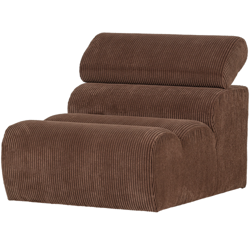 WOOOD 1-zits element bank Novi - Ribstof - Mokkabruin - 86x82x113