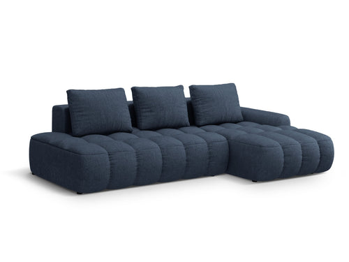 Cosmopolitan Design Converteerbare hoekbank rechts met opbergdoos Linz 3-zits, structurele stof donkerblauw - 142x275x84cm