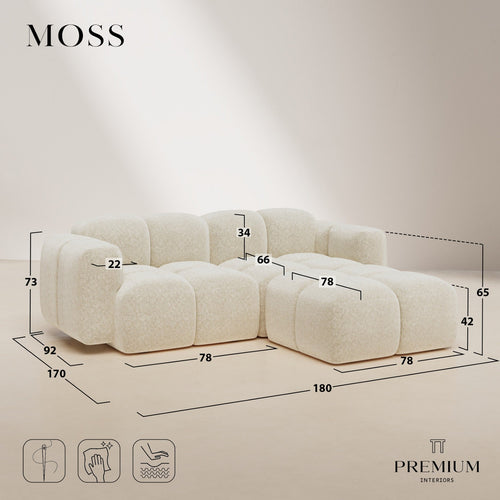 Premium Interiors - Modulaire bank MOSS - fluweel met structuur  180cm