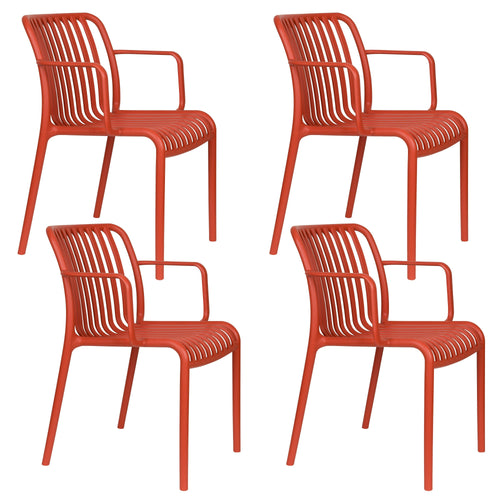 Housecraft Living Mante Tuinstoelen Armleuning Kunststof Terra/ Rood - Set van 4 - vtwonen shop