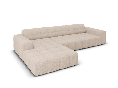 Cosmopolitan Design linker hoekbank Chicago 4-zits, chenille beige - 167x294x78cm