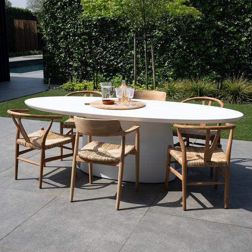 Giga Meubel Tuintafel Myrna - Ovaal - Wit Betonlook - 240x110x74cm