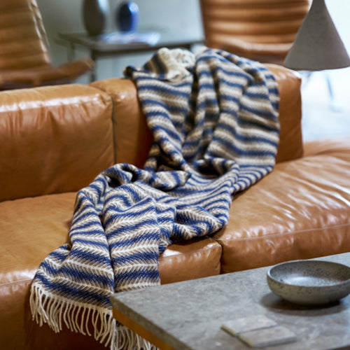 Klippan 100% wollen deken - Oscar -multi blue - 130x200cm - vtwonen shop