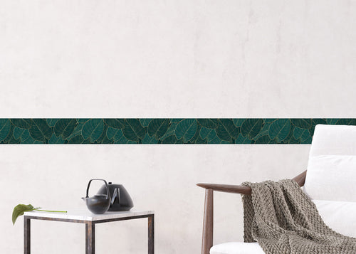 Sanders & Sanders zelfklevende behangrand bladeren donkergroen en goud - 10 x 500 cm - 601660