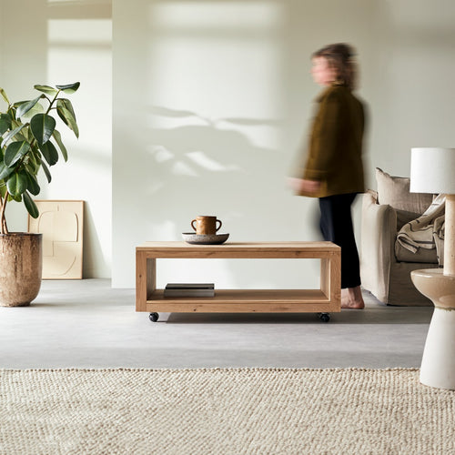 Tikamoon Rechthoekige salontafel van massief eikenhout - Naturel