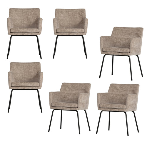 WOOOD eetkamerstoelen Kam - Polyester - Zand - Set van 6 - vtwonen shop