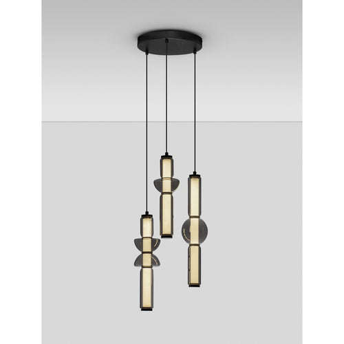 Nova Luce ULON Hanglamp met clusterdesign, rookgrijs, matzwart, Triac dimbare LED, 37W, 2035lm, 3000K