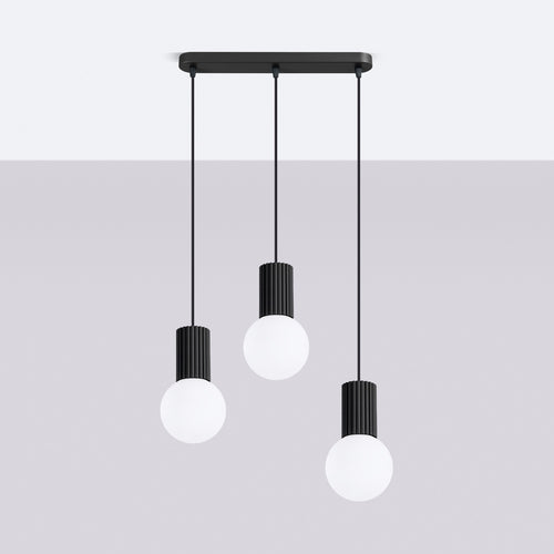 Sollux Lighting Hanglamp HALO 3L zwart - 40x6x120cm