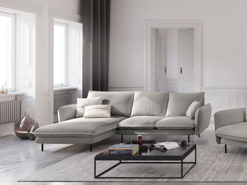 Cosmopolitan Design linker hoekbank Vienna 5-zits, structurele stof, lichtgrijs - 170x255x95cm