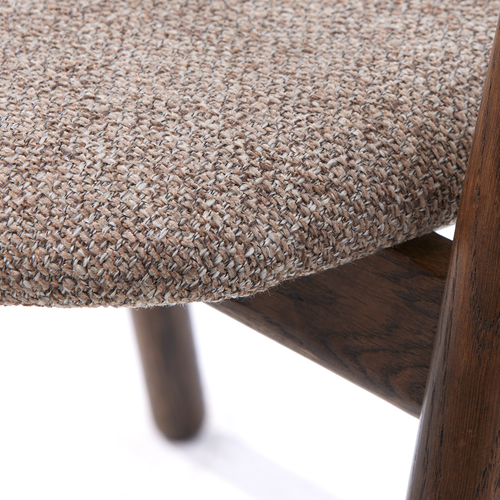 Olivine Kenza Eikenhouten Eetkamerstoel - Donkerbruin met Warm Grijs Zitting