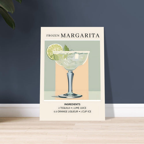 Artfulprints Poster Frozen Margarita cocktail I - Ingrediënten   - A4 21x29.7 cm - Groen