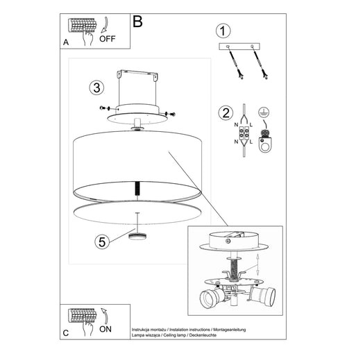 Sollux Lighting Plafondlamp SKALA 30 zwart - 30x30x22cm