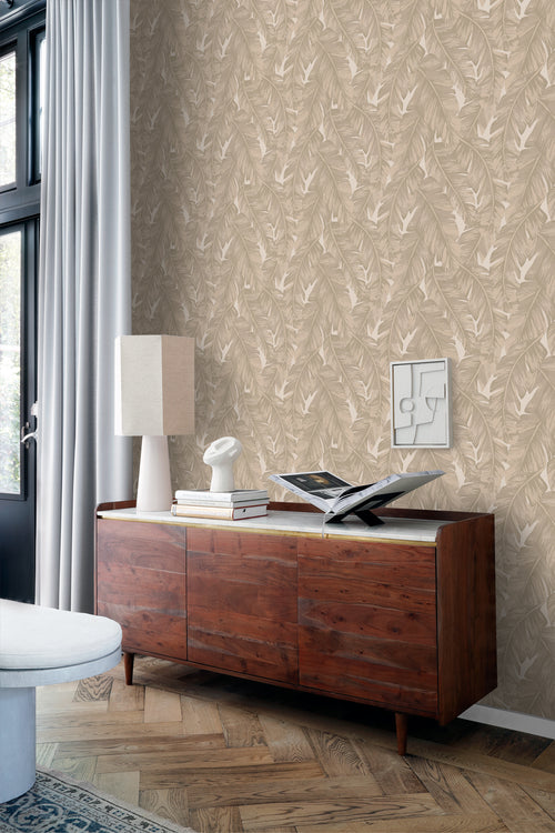 Origin Wallcoverings eco-texture vliesbehang palmbladeren beige - 50 x 900 cm - 347890 - vtwonen shop