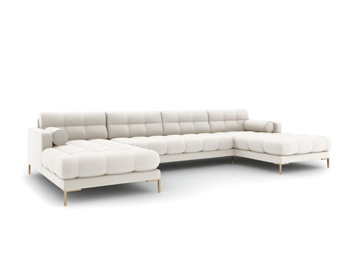 Cosmopolitan Design Panoramische bank Bali 7-zits, structurele stof, lichtbeige - 185x383x75cm