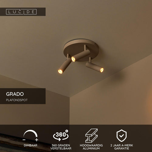 Lucide plafondspot GRADO - 3xGU10 (MR11) - Taupe