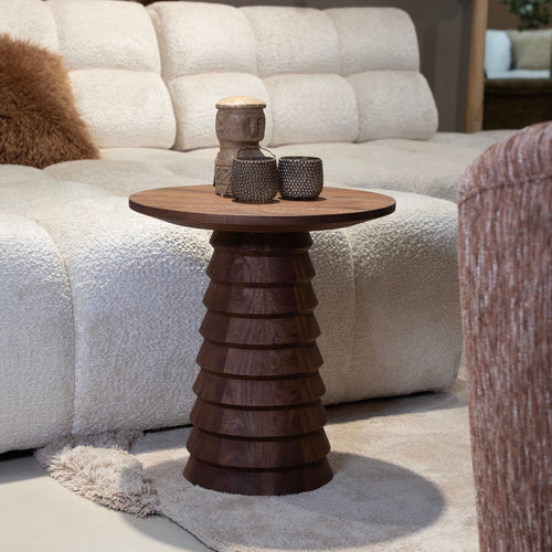 DÉJA Living Bijzettafel Marin - Rond Donkerbruin Hout - 46x46x50cm