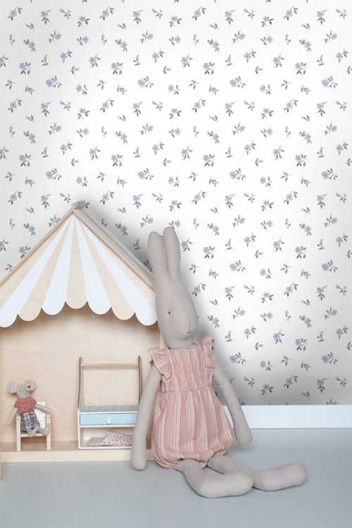 Sanders & Sanders behang bloemetjes blauw - 50 x 900 cm - 935397