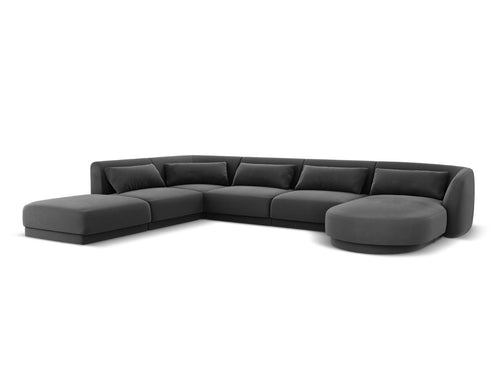 Cosmopolitan Design Panoramische hoekbank links Tulum 6-zits, flueel, grijs - 255x330x70cm