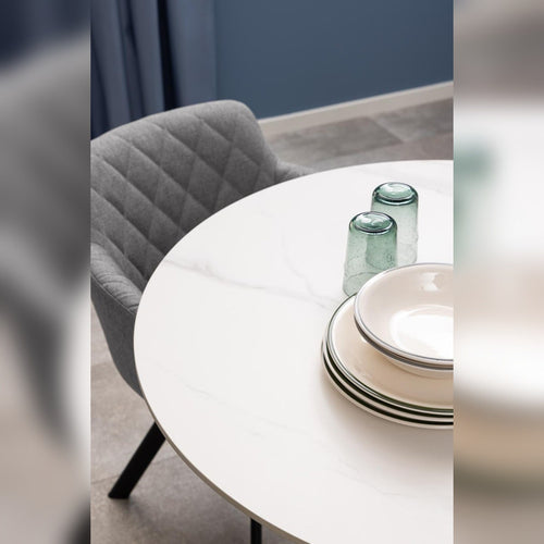 Lisomme Marly ronde eettafel keramiek wit - Ø90x75 cm