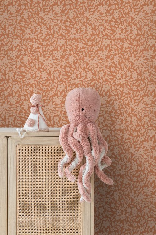 ESTAhome behang bloemetjes terracotta - 50 x 900 cm - 131442 - vtwonen shop