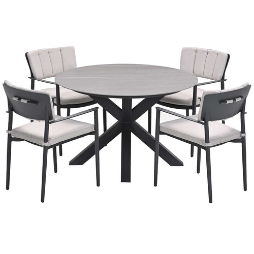 Garden Impressions tuinset Dane - Duuk - donker grijs - Ø120 cm - 5-delig