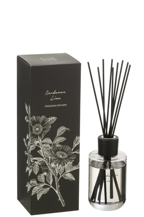 J-Line geurstokjes Walk in the Woods - Kardemom Limoen - zwart - 180 ml