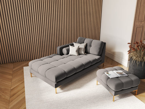 Cosmopolitan Design linker meridiaan Bali flueel, lichtgrijs - 185x102x75cm