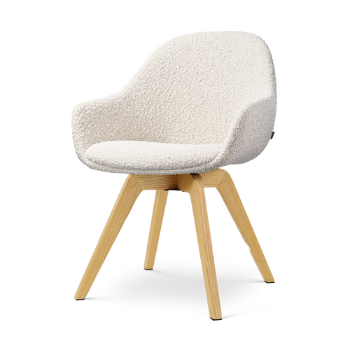 Nolon Noor-Mae draaibare eetkamerstoel bouclé beige - houten onderstel