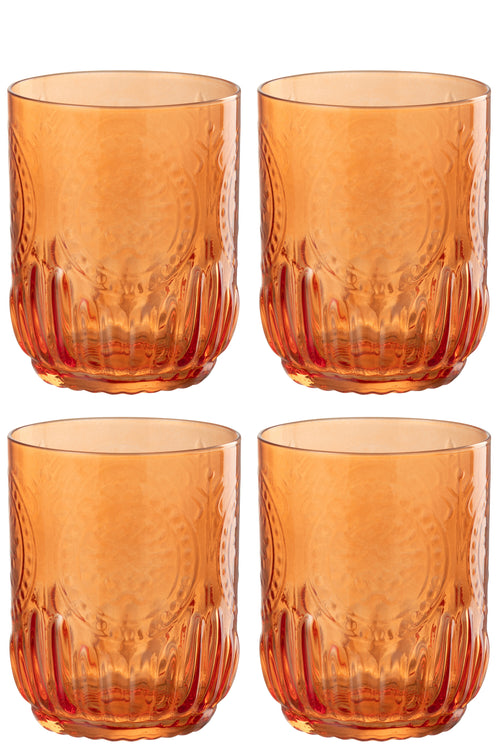 J-Line drinkglas Maya - glas - oranje - giftbox van 4 - vtwonen shop