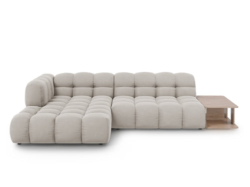 Cosmopolitan Design Modulaire hoekbank links Sky 4-zits, flueel, lichtbeige - 162x297x70cm