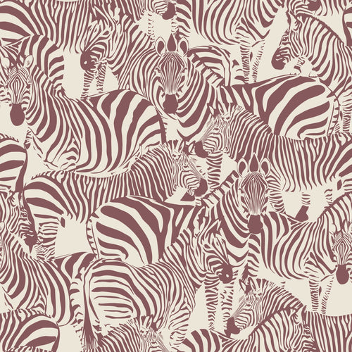 ESTAhome behang zebra's bordeaux rood - 50 x 900 cm - 132214
