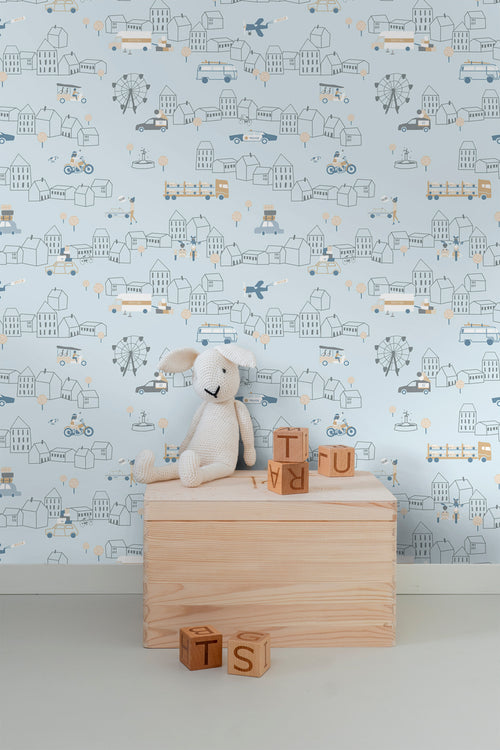 Sanders & Sanders behang auto's lichtblauw - 53 cm x 10 m - 640288 - vtwonen shop