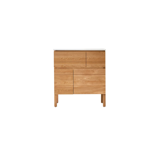 Tikamoon Massief eikenhouten en keramisch badkamermeubel 80 cm - Naturel - vtwonen shop