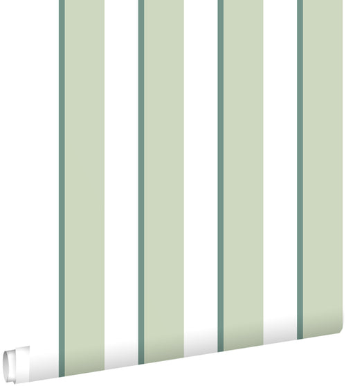 ESTAhome behang strepen groen en wit - 50 x 900 cm - 131905