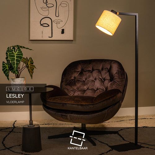 Lucide vloerlamp LESLEY - 1xE27 - Zwart - vtwonen shop