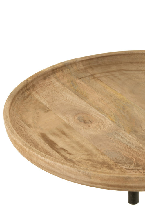 J-Line tafelmuur Draaiend Rond - hout/metaal - naturel