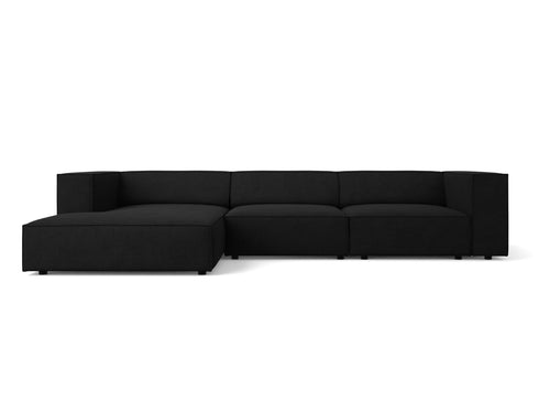 Cosmopolitan Design linker hoekbank Arendal 4-zits, chenille met ribbeleffect, zwart - 166x284x70cm
