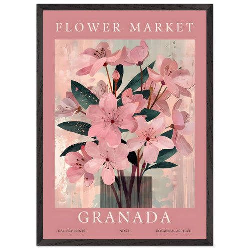 Artfulprints Poster met Lijst Flower market - Granada   - 50x70 cm - Roze