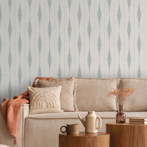 Sanders & Sanders behang etnisch motief gebroken wit en lichtblauw - 53 cm x 10 m - 641096