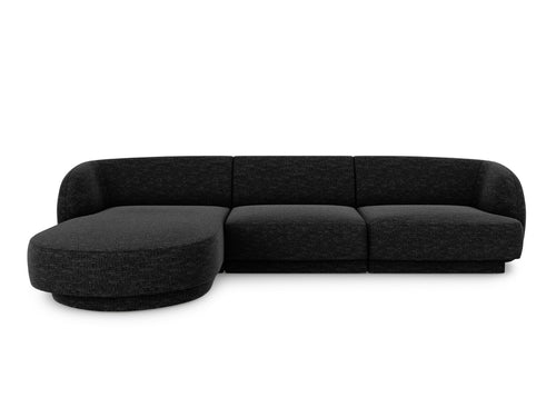 Micadoni linker hoekbank Miley 4-zits, structurele stof antraciet - 156x255x70cm