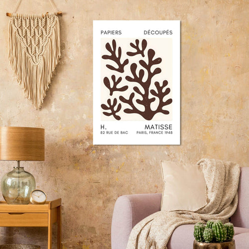 Artfulprints Poster Matisse – Coral shadows brown   - A4 21x29.7 cm - Bruin