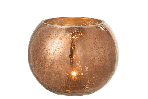 J-Line windlicht Bol Craquelé Parel Effect - glas  - bruin - large