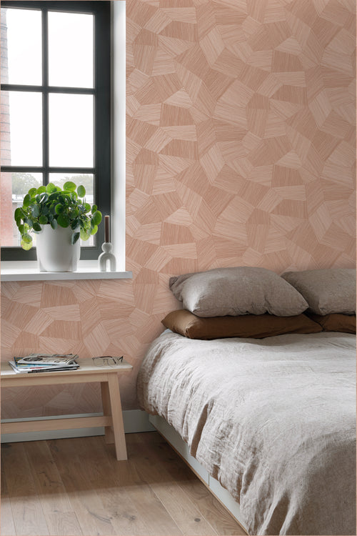 Origin Wallcoverings behang grafisch 3D motief terracotta roze - 53 cm x 10.05 m - 348040 - vtwonen shop