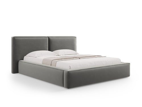 Micadoni Opbergbed met hoofdeinde Jodie 160x200cm, flueel, lichtgrijs - 228x214x108cm