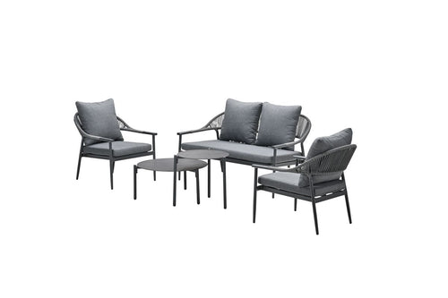 Santiago loungeset - 5-delig - carbon black - rope grijs - mystic grey - vtwonen shop