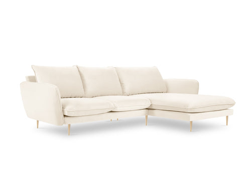 Cosmopolitan Design rechter hoekbank Vienna 5-zits, flueel, lichtbeige - 170x255x95cm